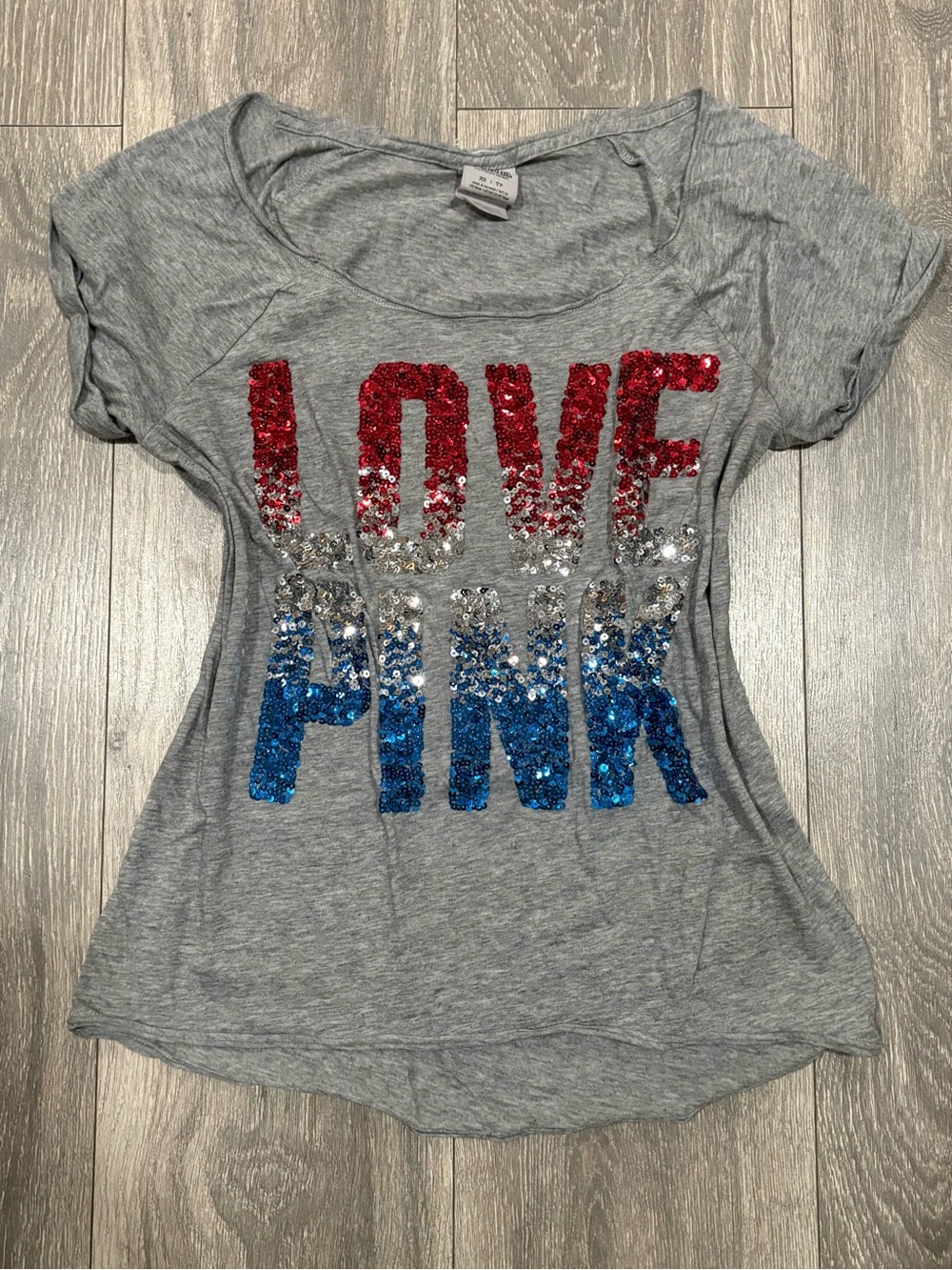 2010’s Victoria's Secret PINK Gray Sequin Graphic Tee